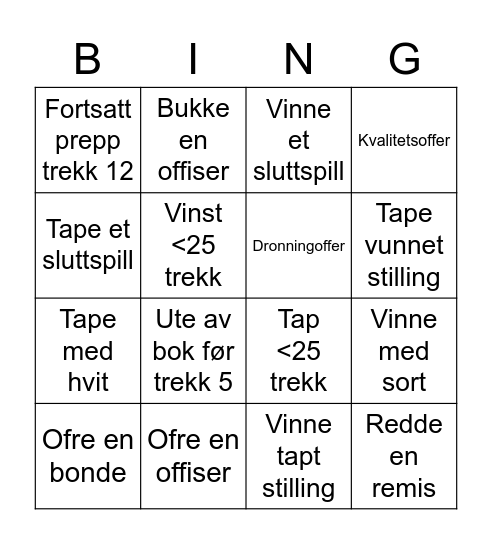 Sjakkbingo Card