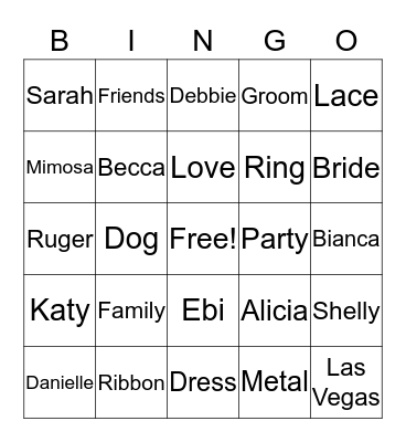 Bridal Shower Bingo Card