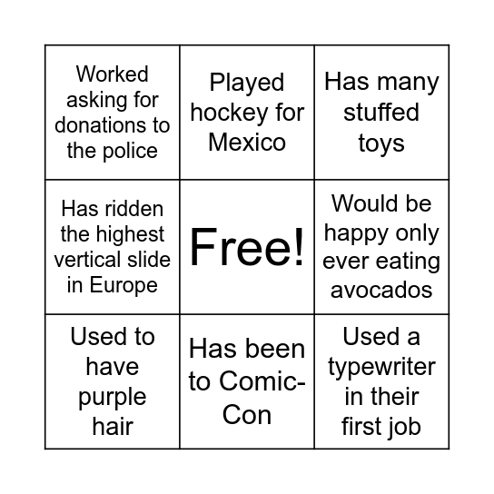 Find someone who.... Bingo Card