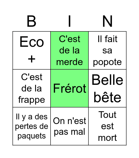 Le Bingo de Geoffrey Bingo Card