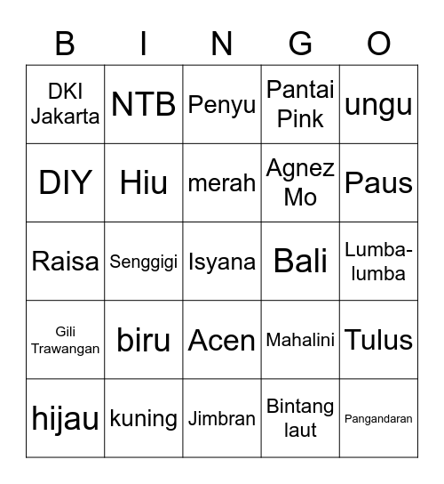 WS Bingo Card