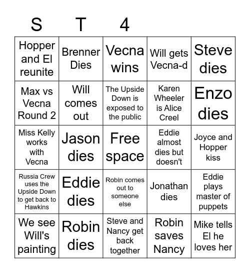 ST4 vol 2 Bingo Card