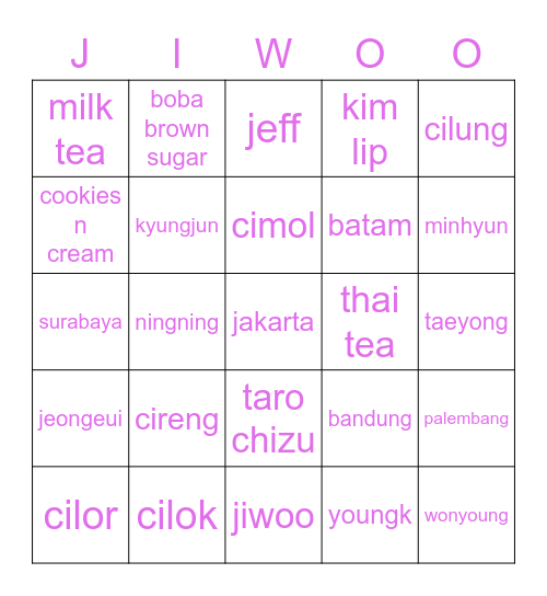 Bingo nya Jiwoo Bingo Card