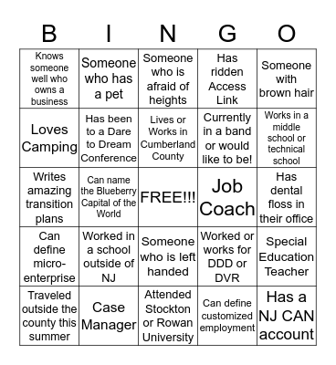 Welcome to the TCN-SJ!  Bingo Card