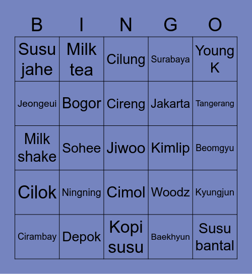 Kyungjun. Bingo Card