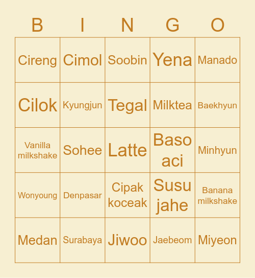 JEONGEUI Bingo Card