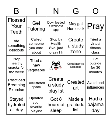 Wellness BINGO! Bingo Card