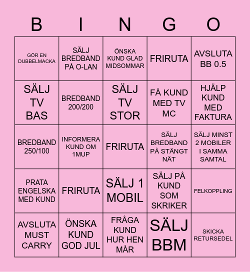 TELENOR BINGO Card