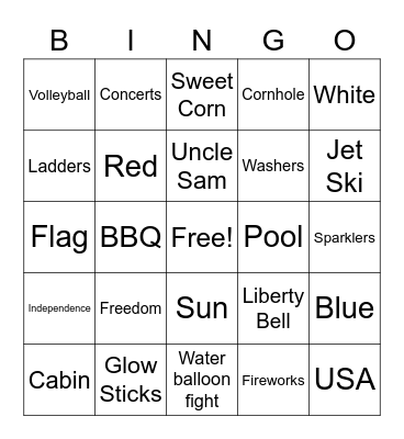 4th of July Bingo Card