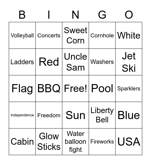 4th of July Bingo Card