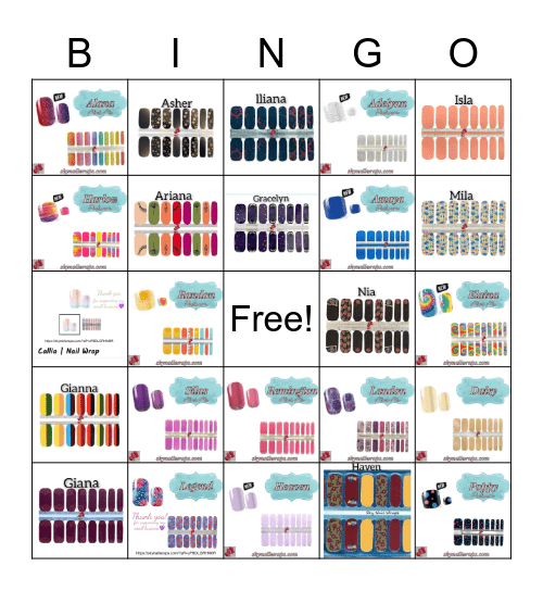 Sky Nail Bingo Card