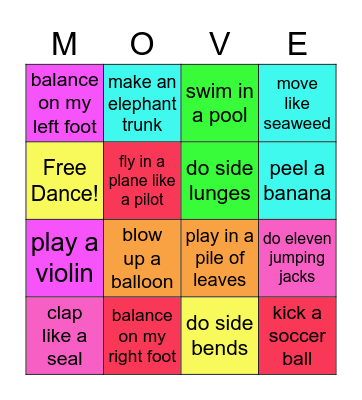 Movement Bingo Card