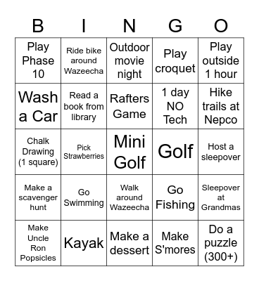 JULY CHALLENGE Bingo Card