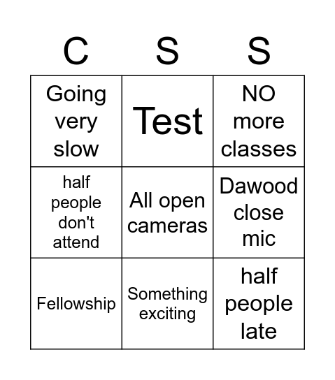 CFI meet 01/07 Bingo Card