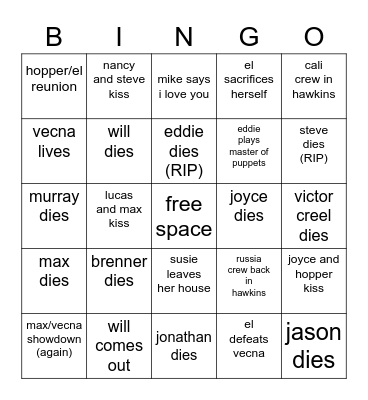 volume 2 watchparty bingo Card