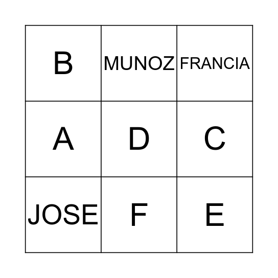 Jose Week 5&6 Bingo Card