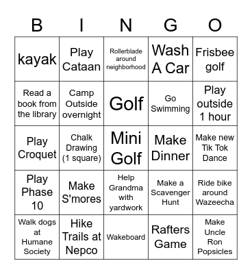 July Challenge Bingo Card