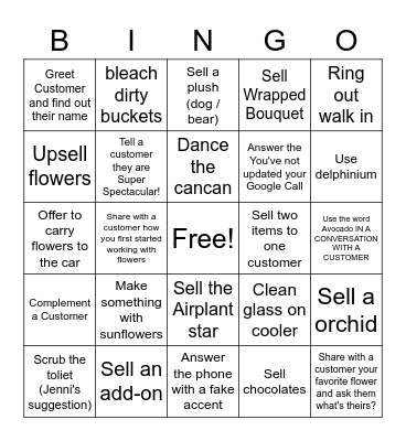 Flower Shop Bingo! Bingo Card