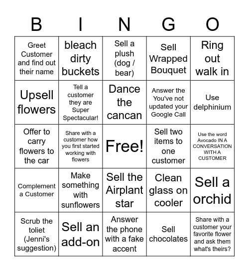 Flower Shop Bingo! Bingo Card