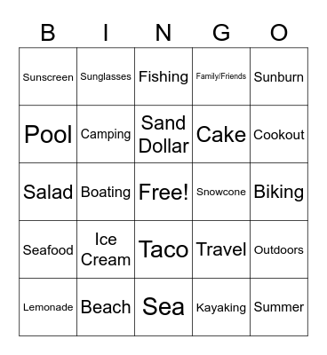 Summer Bingo Card