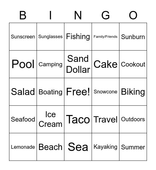 Summer Bingo Card