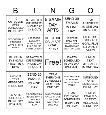 SERVICE BDC Bingo Card