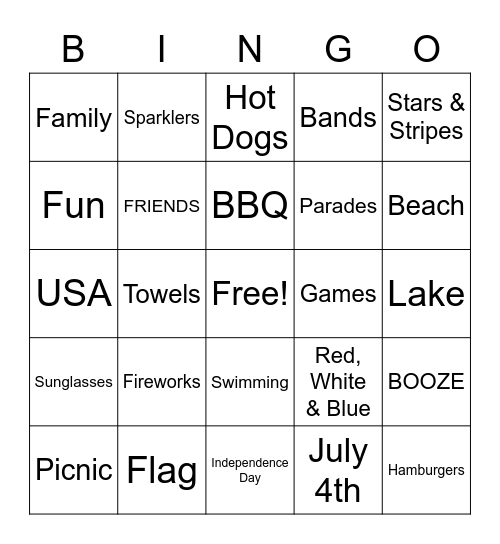 *** Fourth of July *** Bingo Card
