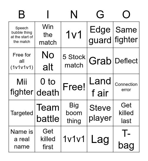 Smash Online Bingo Card