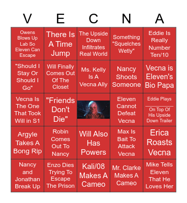 Stranger Things Season 4 Volume 2 Bingo Card