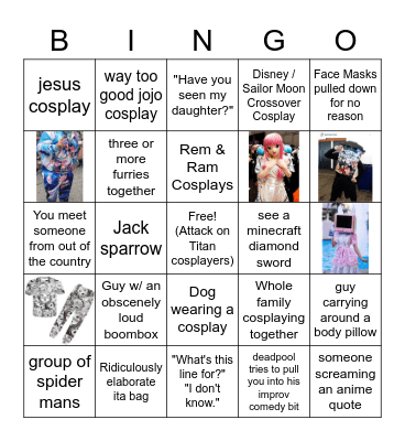 Anime Expo 2022 Bingo Card