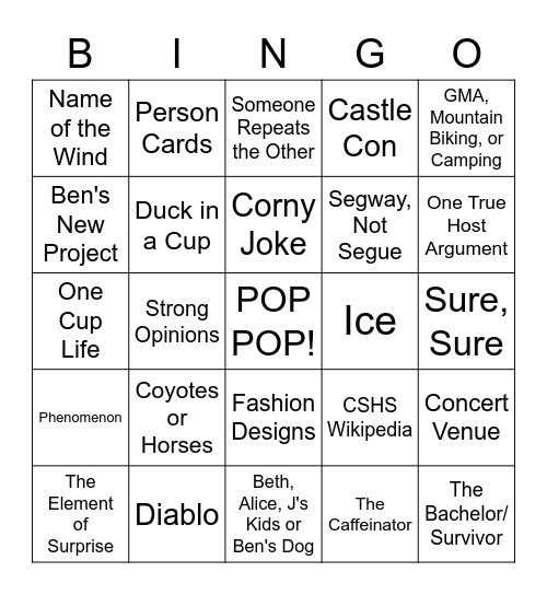 Popcorn Culture Bingo Card