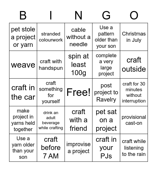 KYS Summer Tag BINGO Card