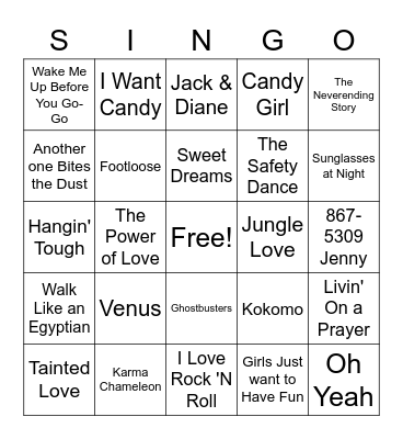 Singo Bingo Card