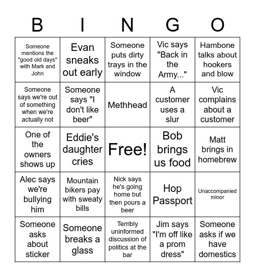 SuperNatural Bingo Card