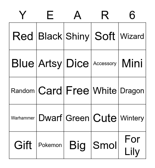 Anniversary Scavenger Hunt Bingo Card