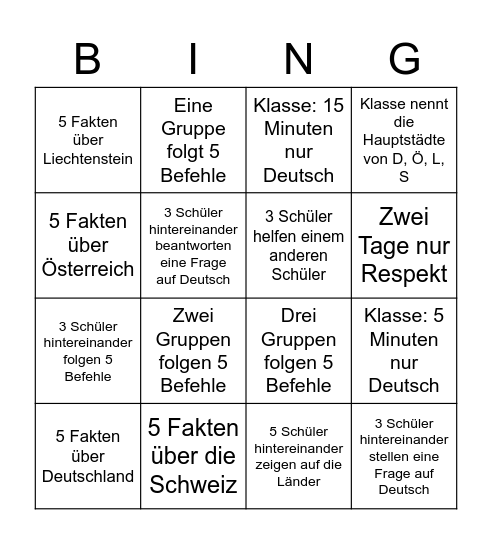 Deutsch 1 Bingo Card