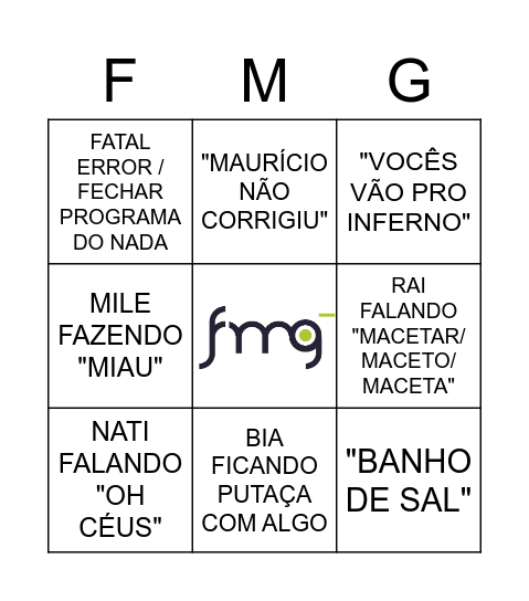 BINGO DA FMG Bingo Card