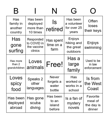 Human Bingo! Bingo Card