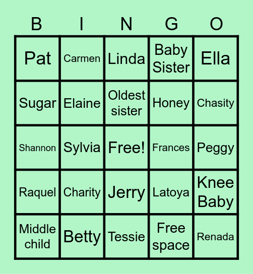 Sisters retreat Bingo Card