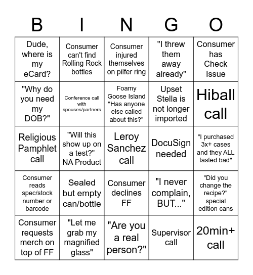 PQ Bingo Card