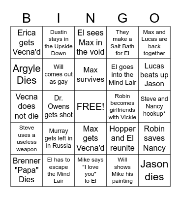 Stranger Things 4 Volume 2 - Bingo Card