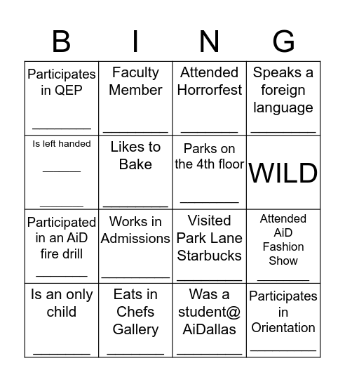 Fun Committee Games! Bingo Card