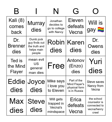 Stranger Things S4 Volume 2 Bingo Card