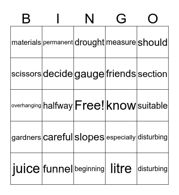 HOW TO MAKE A RAIN GAUGE Bingo Card