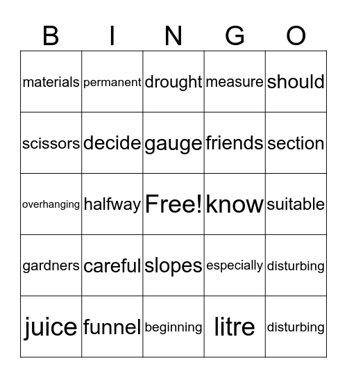HOW TO MAKE A RAIN GAUGE Bingo Card