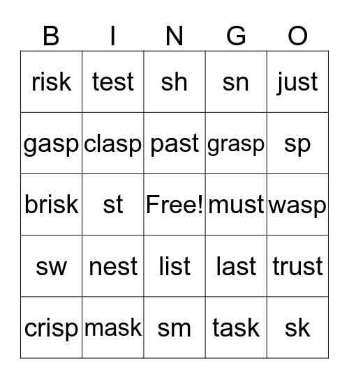 S Blend Bingo Card