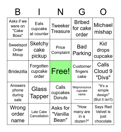 Customer Bingo Card