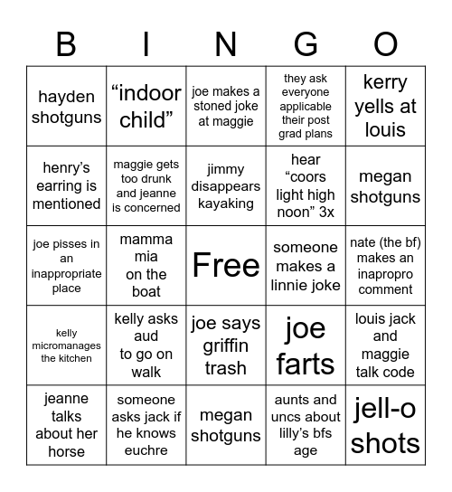 Audrey Bingo Card