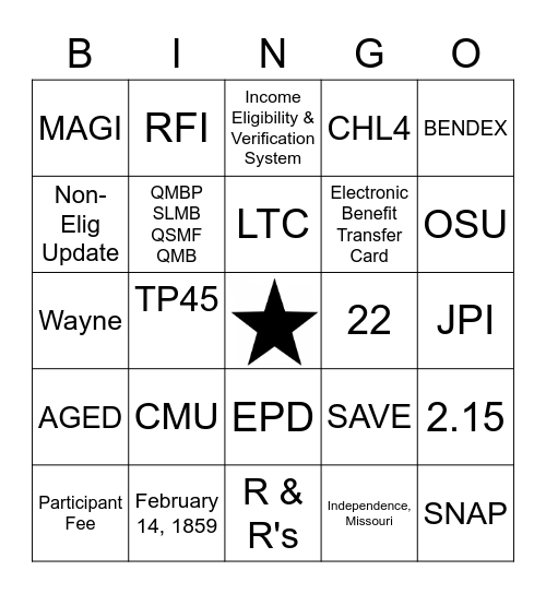 Accuracy! Bingo Card