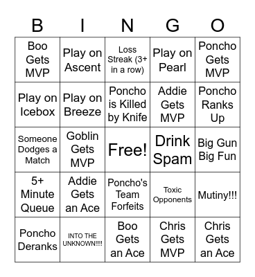 Big Fun Bingo 07/01/2022 Bingo Card